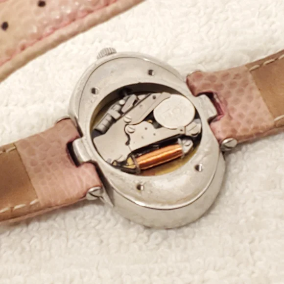 Croton Diamonds Bezel Women's Watch Pink Genuine Strap Mother Pearl Dial Vintage - Picture 12 of 12